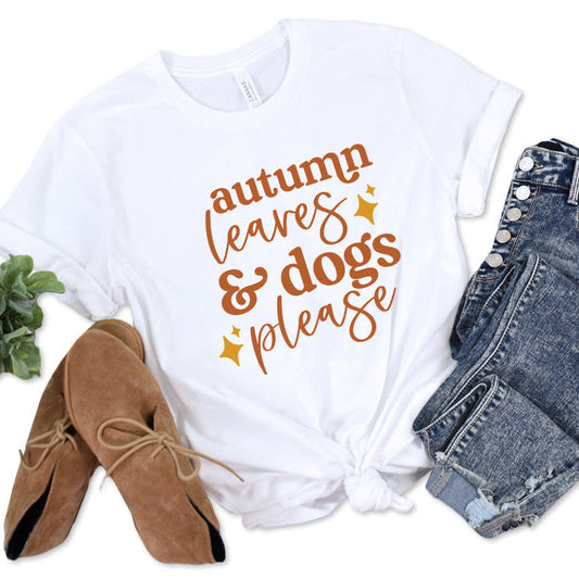 Autumn Leaves & Dogs Please Premium T-Shirt White