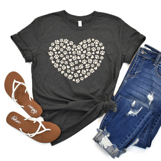 Simple Hearts & Paws Premium T-Shirt Dark Heather Grey