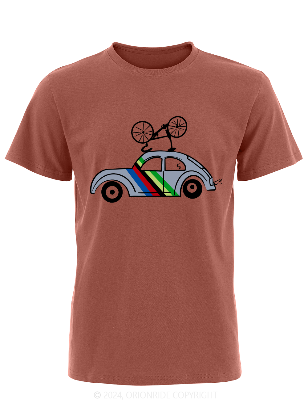 Orionride Short Sleeves Gray Striped Car Bike T-Shirt