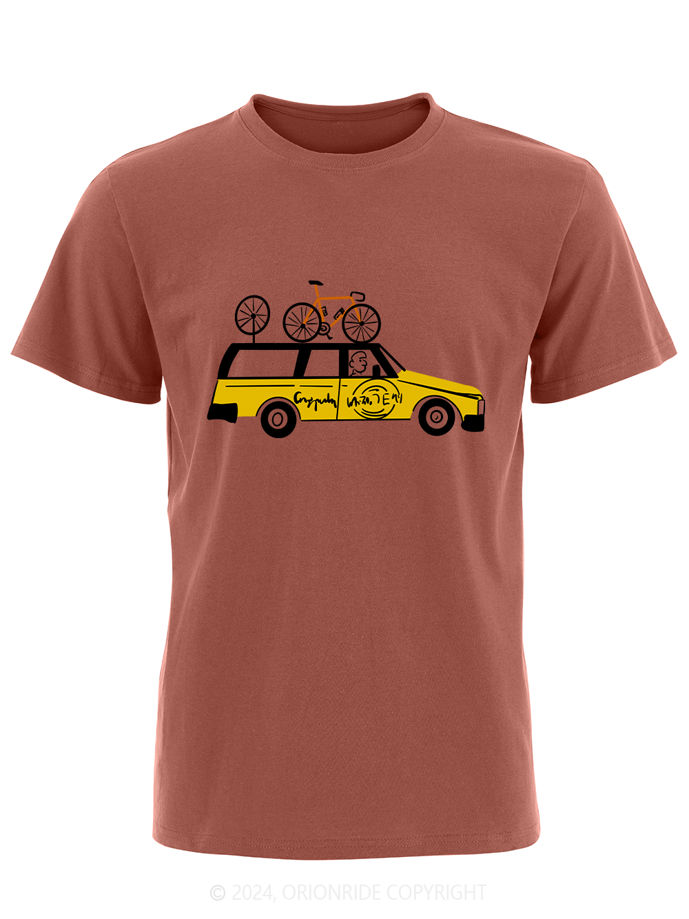 Orionride Short Sleeves Yellow Car Bike T-Shirt