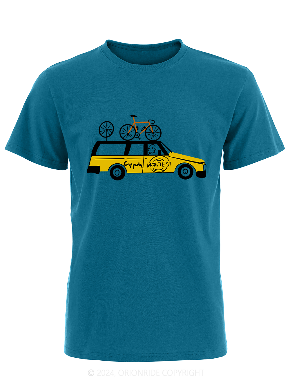 Orionride Short Sleeves Yellow Car Bike T-Shirt