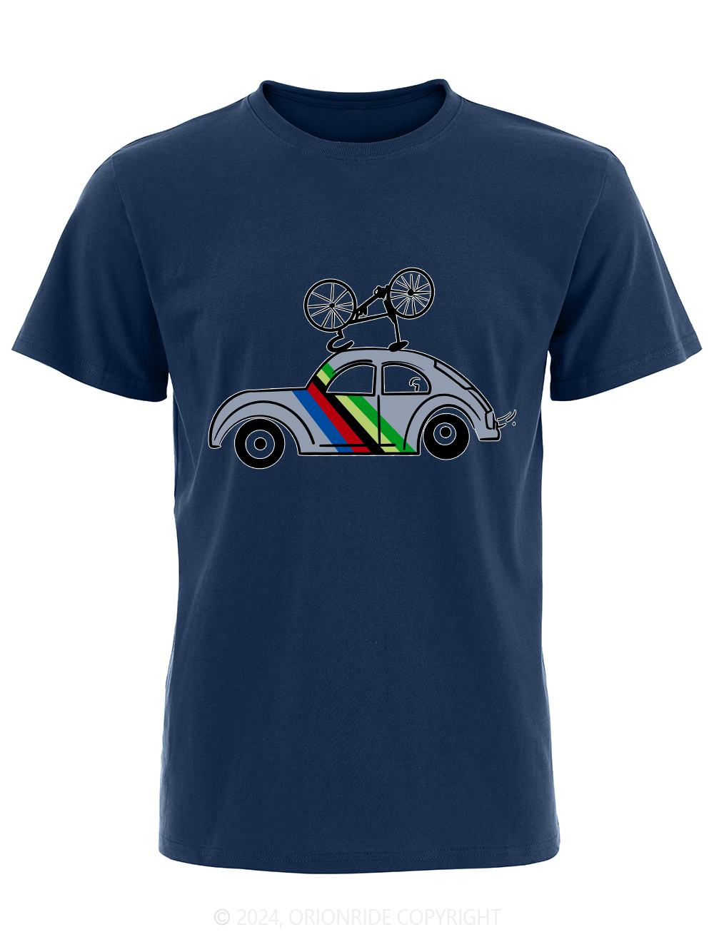 Orionride Short Sleeves Gray Striped Car Bike T-Shirt