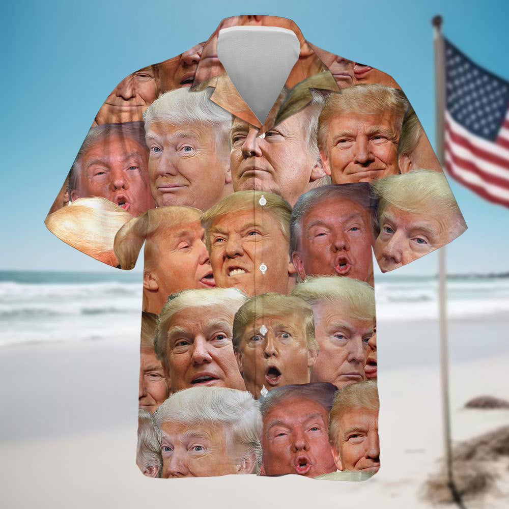 Custom Funny Donald Trump Face Hawaii Shirt N369 62478