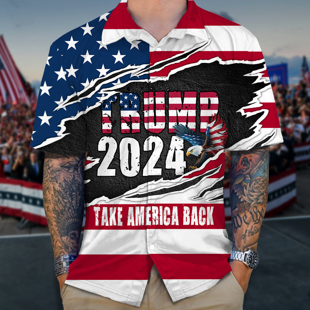 Trump 2024 I'm Voting For The Convicted Felon Flag US Eagle Hawaii Shirt HA75 63304