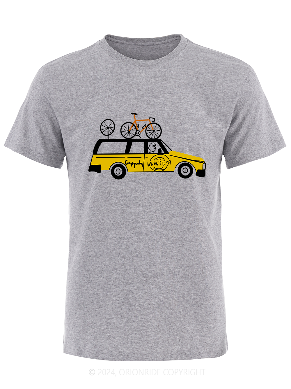 Orionride Short Sleeves Yellow Car Bike T-Shirt