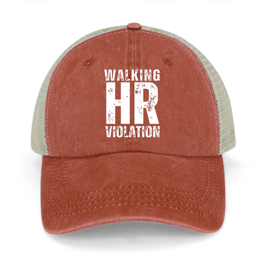 Walking HR Violation Washed Denim Mesh Back Cap