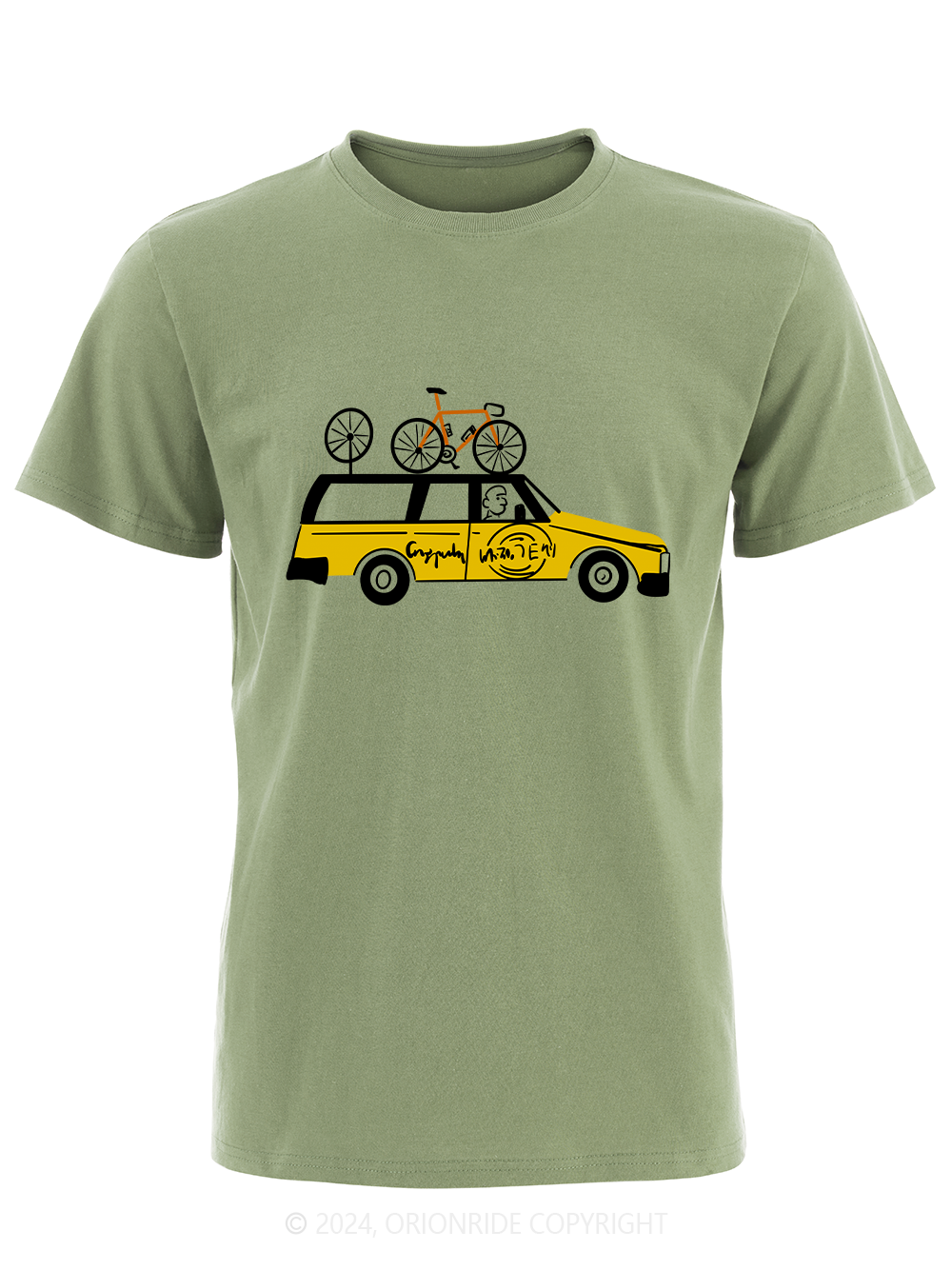 Orionride Short Sleeves Yellow Car Bike T-Shirt