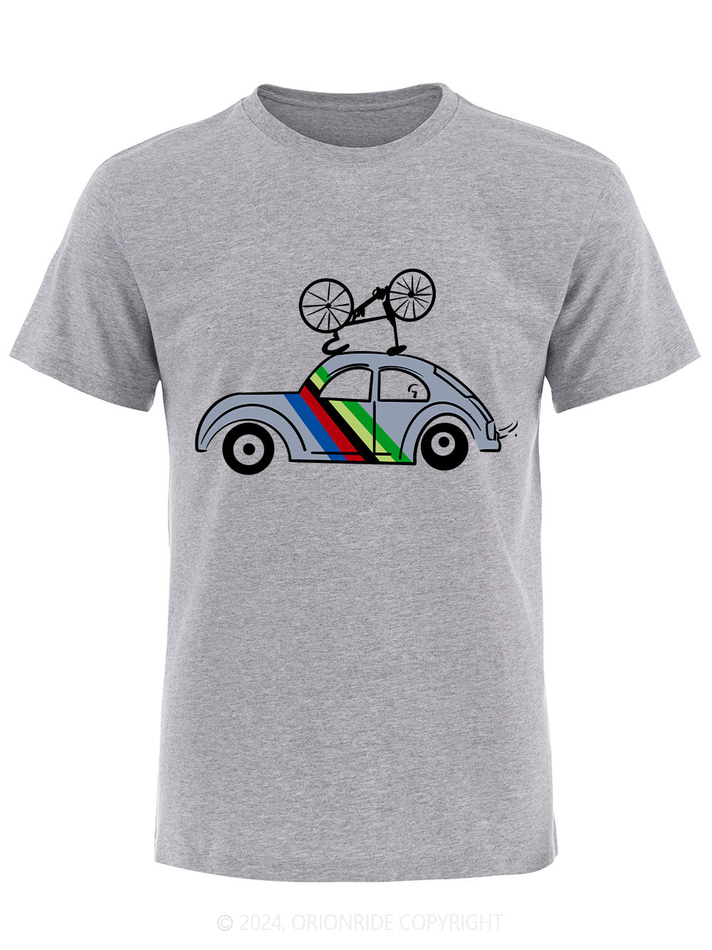 Orionride Short Sleeves Gray Striped Car Bike T-Shirt