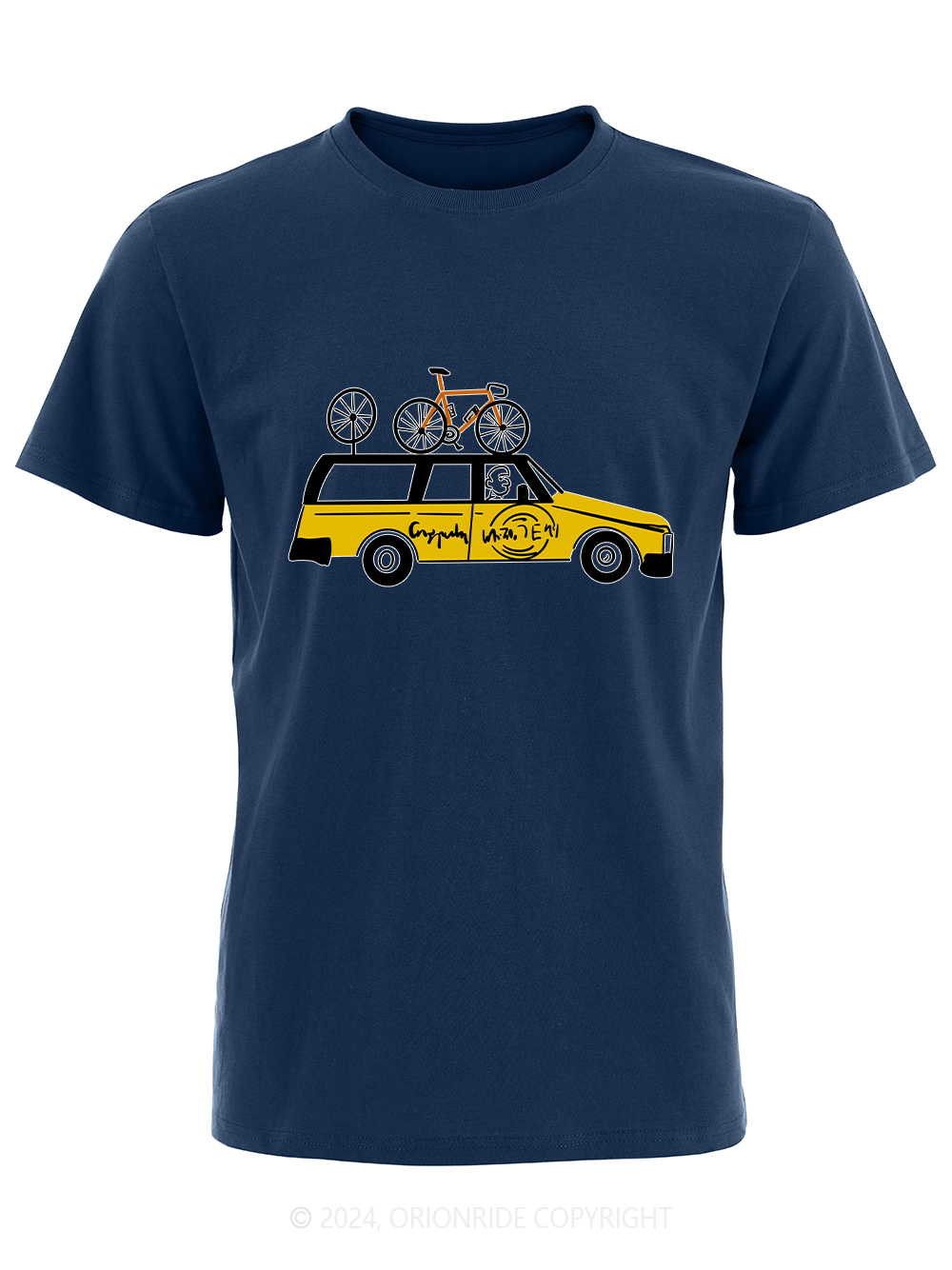 Orionride Short Sleeves Yellow Car Bike T-Shirt