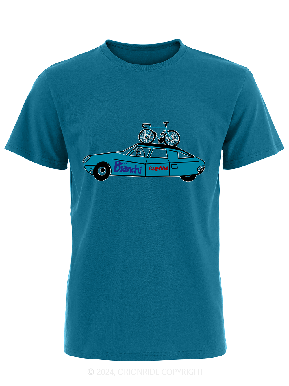 Orionride Short Sleeves Blue Car Bike T-Shirt