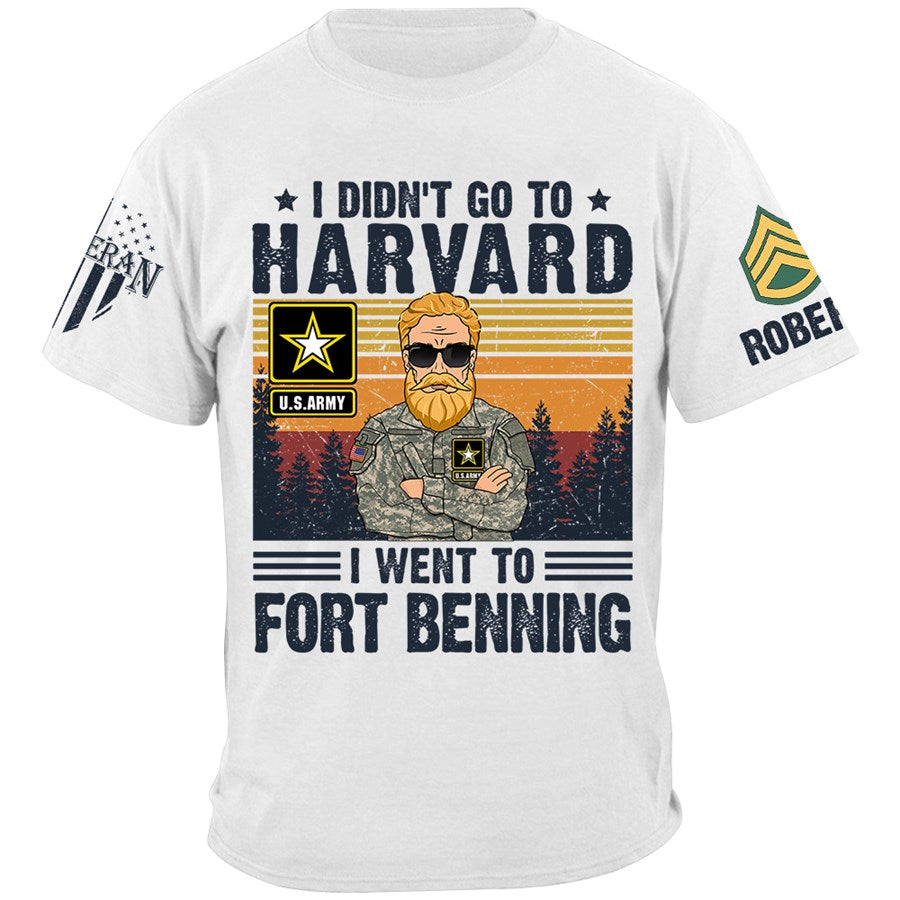 I Didn't Go To Harvard I Went to Military Base Personalized Shirt Gift For US Military Veteran H2511 Trna