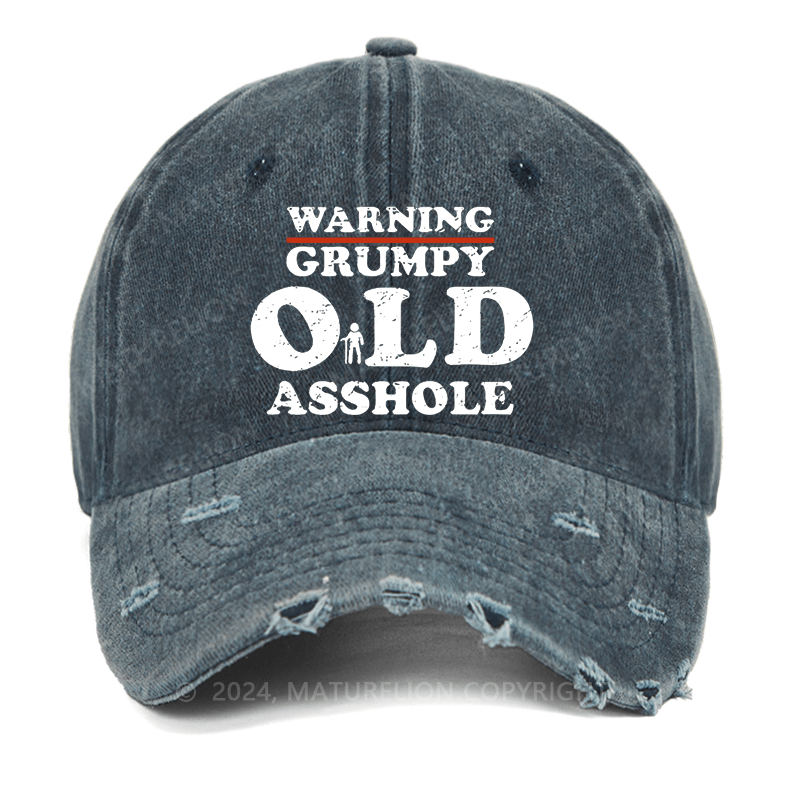 Maturelion Warning Grumpy Old Asshole Washed Vintage Cap