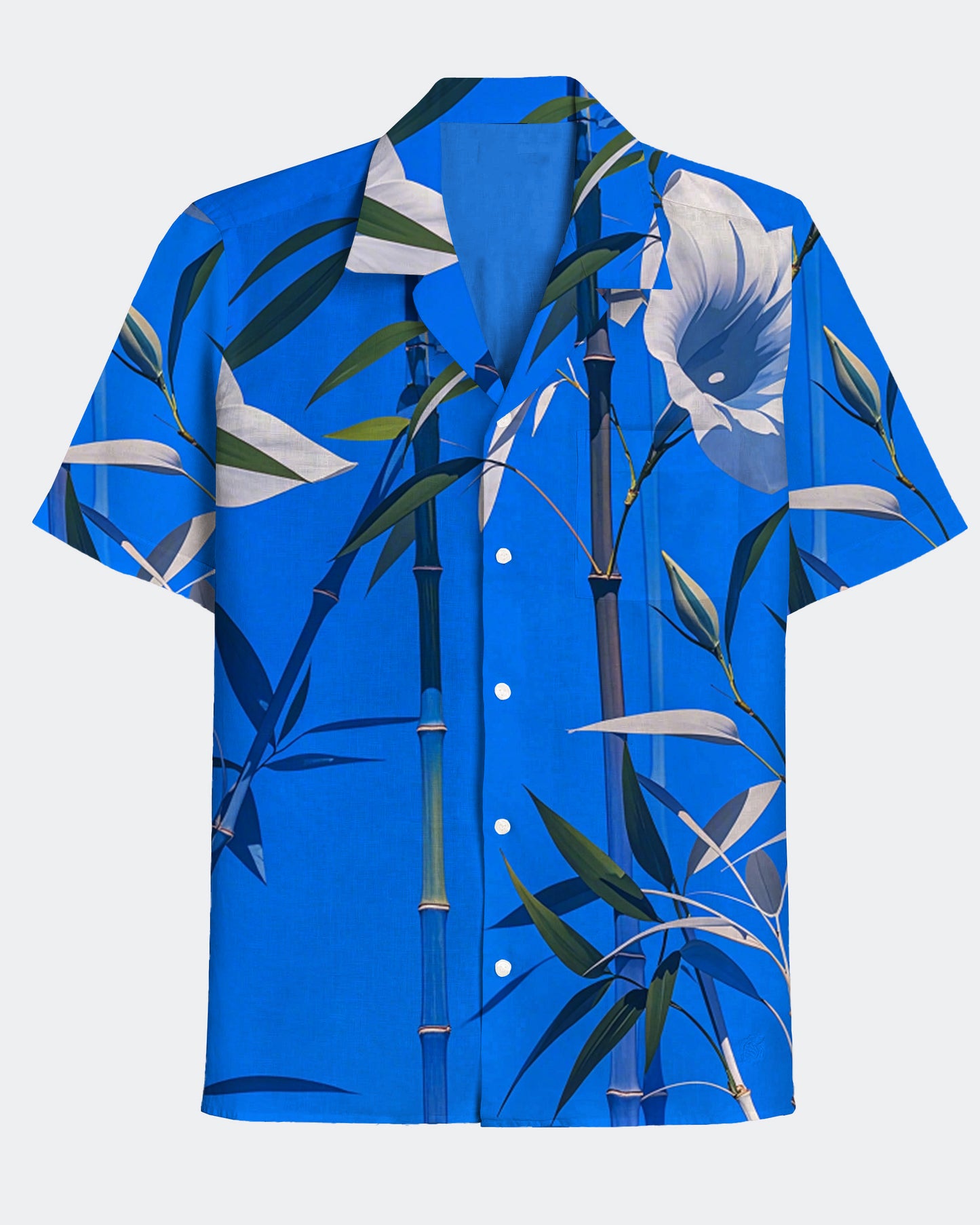 Men's Hawaiian Bamboo Print Lapel Casual Short Sleeve Shirt