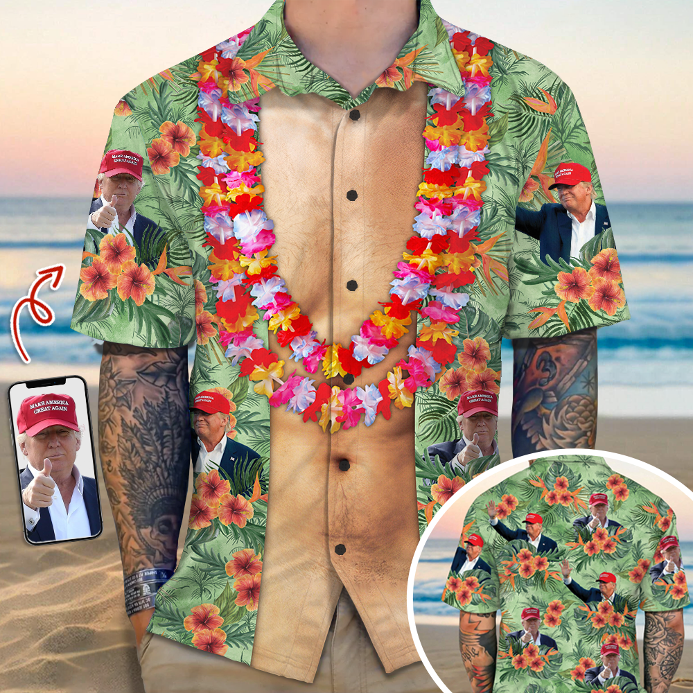 Custom Trump Photo With Floral Pattern Hawaii Shirt TH10 62508