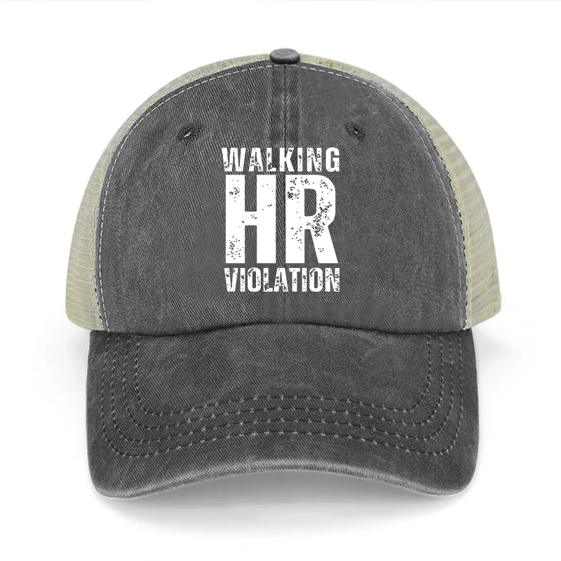 Walking HR Violation Washed Denim Mesh Back Cap