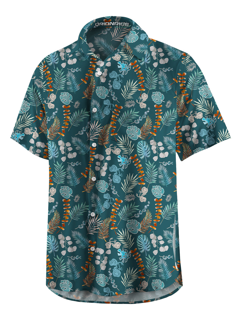 Orionride Short Sleeves Hawaiian Monstera Zipper Pockets Ultra Lightweight Gravel Shirt