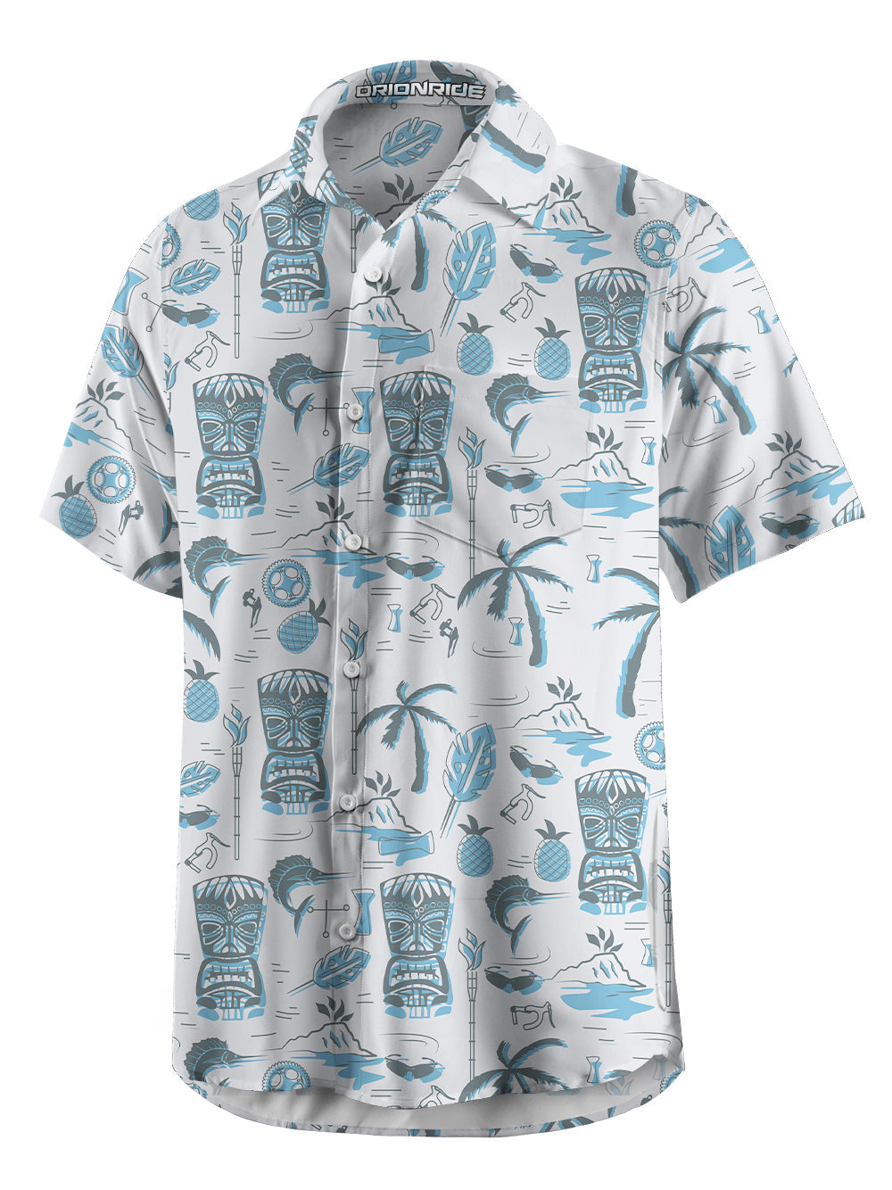 Orionride Hawaiian Ethnic Customs Zipper Pockets Ultra Lightweight Short Sleeves Gravel Shirt