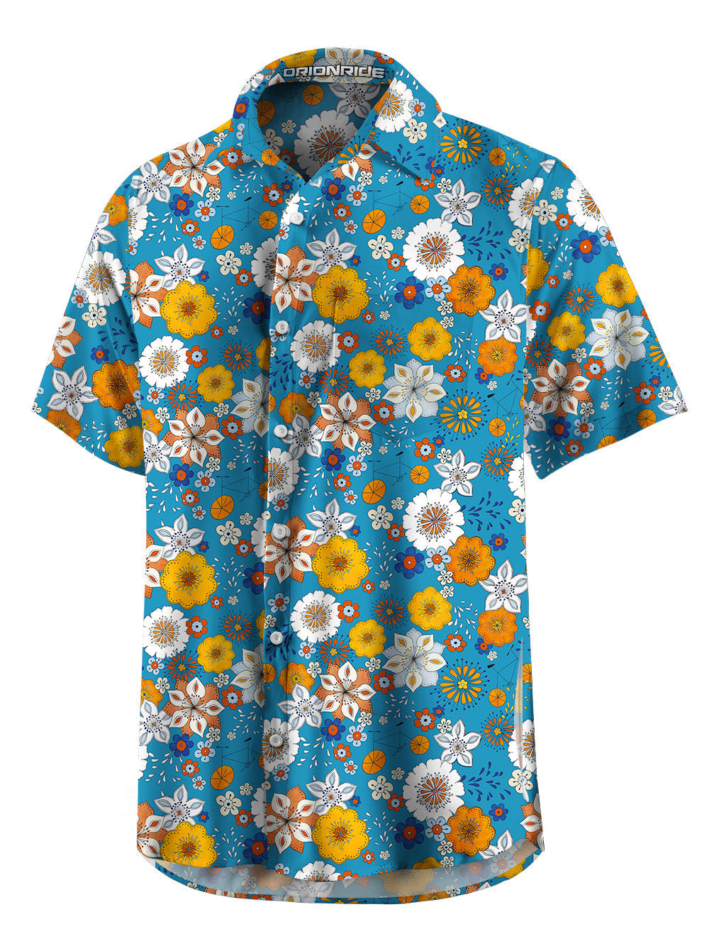 Orionride Short Sleeves Multicolor Flowers Zipper Pockets Ultra Lightweight Gravel Shirt