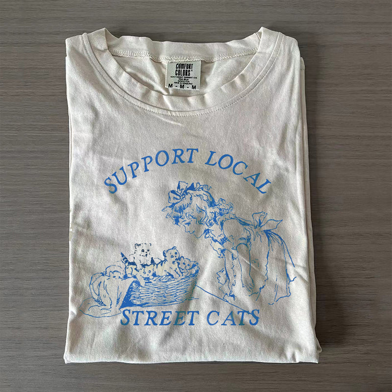 Support Local Street Cats Vintage Graphic Tshirt