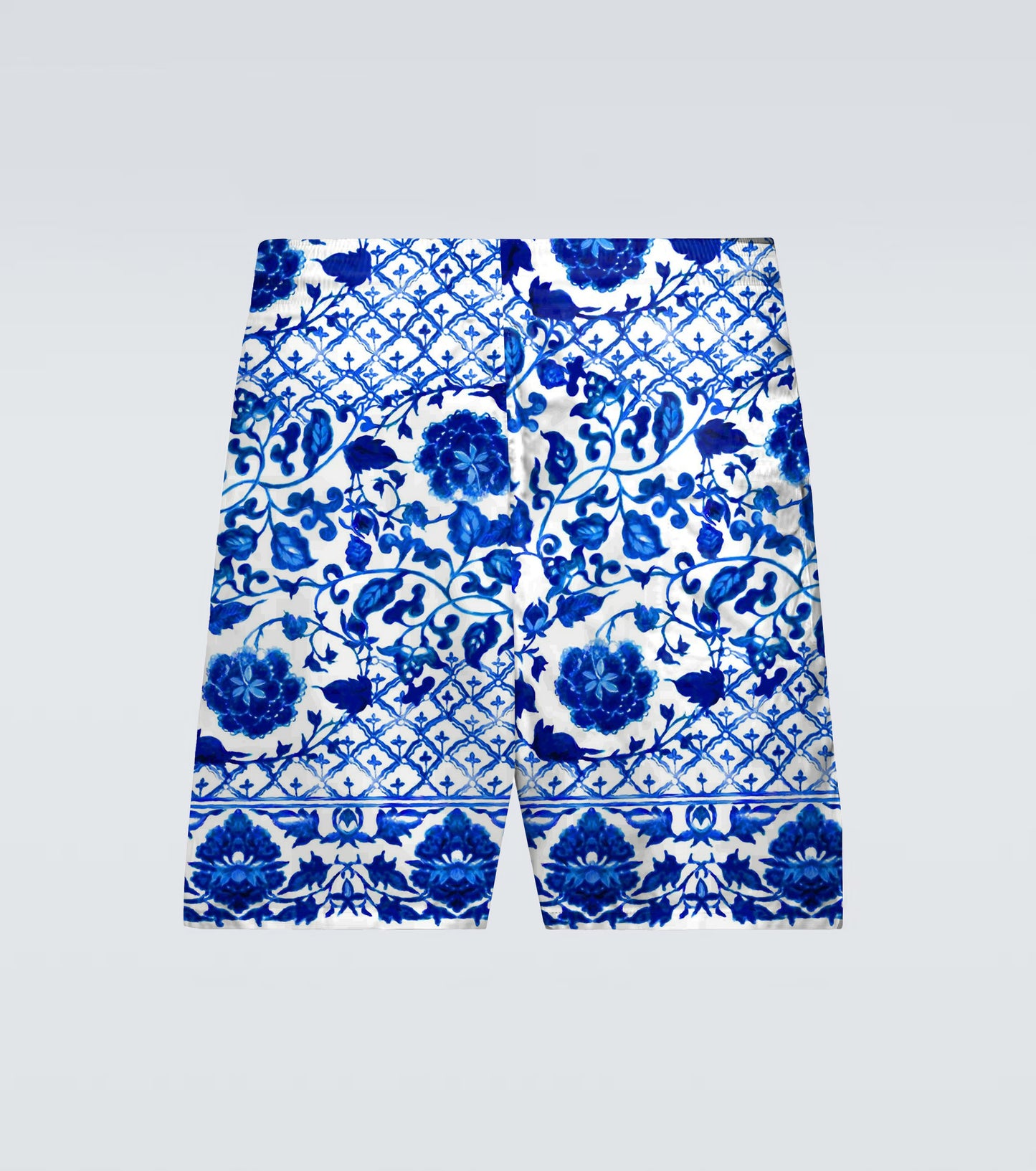 Plus Size Men's Blue Baroque Print Beach Quick-drying Trunks Swimming Trunks