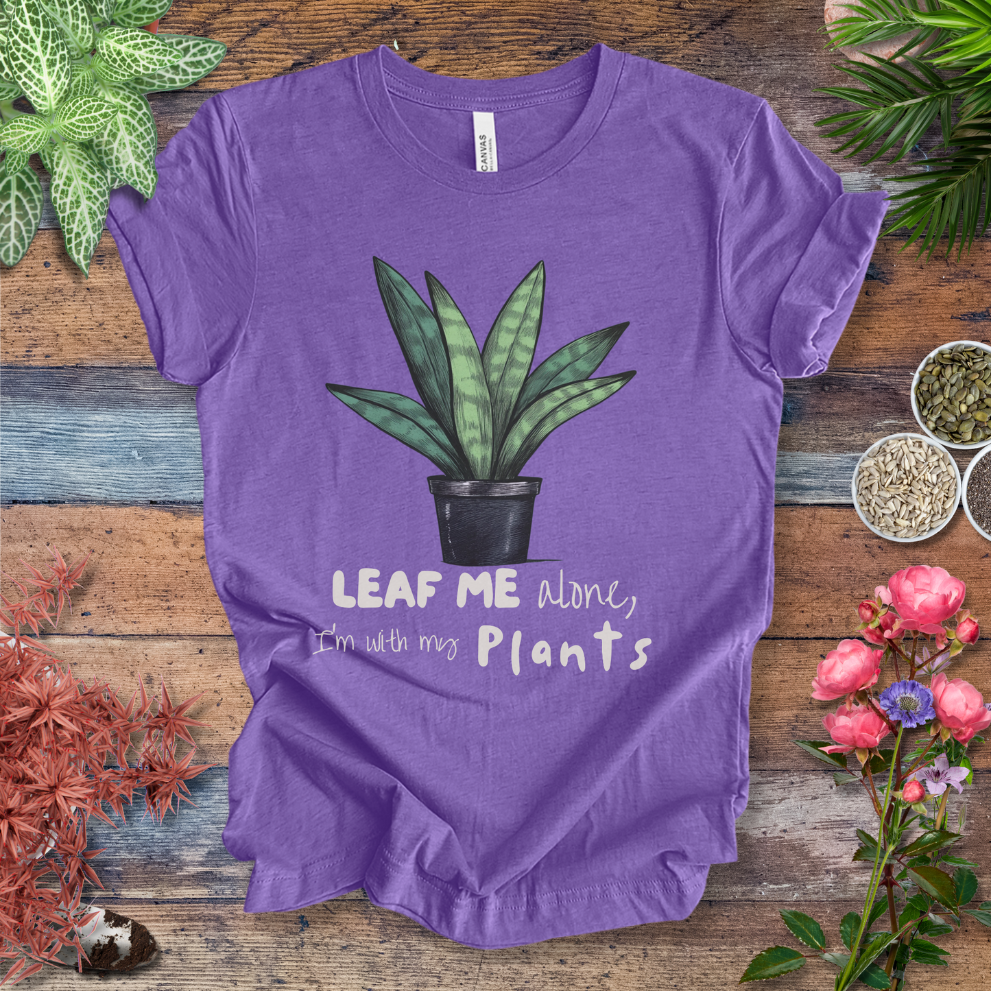 "Leaf Me Alone" Funny Snake Plant Lover T-Shirt