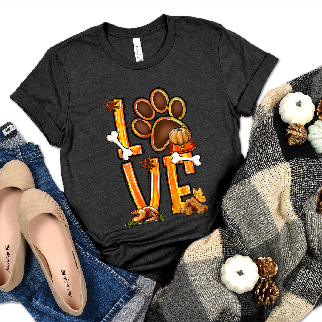 Thanksgiving Love Paw Premium T-Shirt Dark Heather