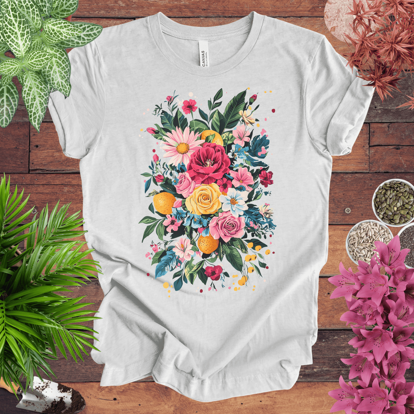 Vibrant Floral Citrus Bouquet T-Shirt