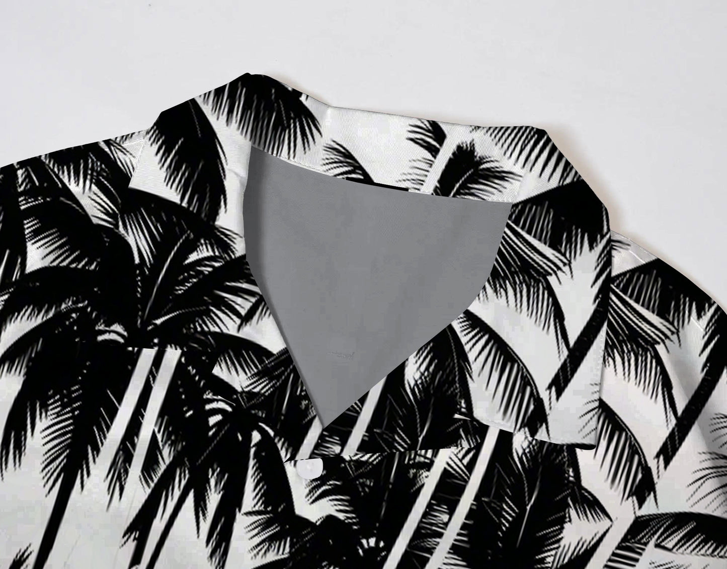 Men's Casual Hawaiian Coconut Tree Prints Cuban Collar Short Sleeve Shirt