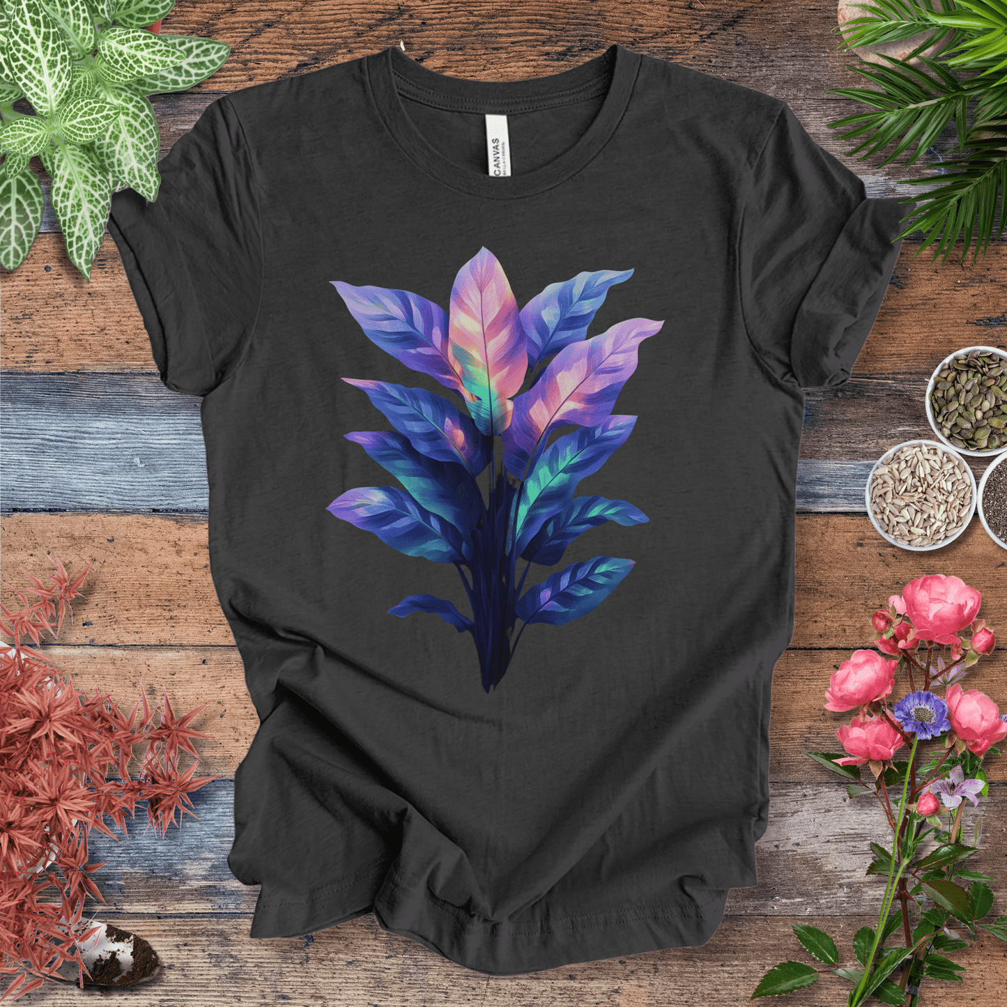 Aurora Glow Gradient Leaf T-Shirt