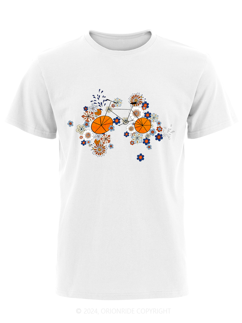 Orionride Short Sleeves Multicolor Flowers Bike T-Shirt