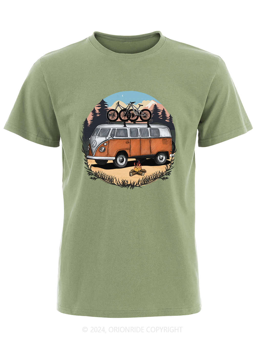 Orionride Short Sleeves Retro Camper Vans Bike T-Shirt