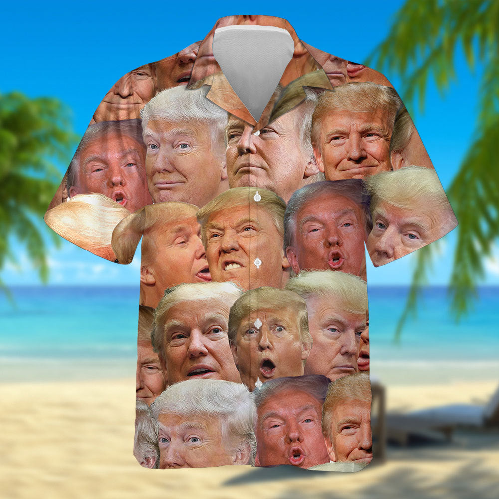 Custom Funny Donald Trump Face Hawaii Shirt N369 62478