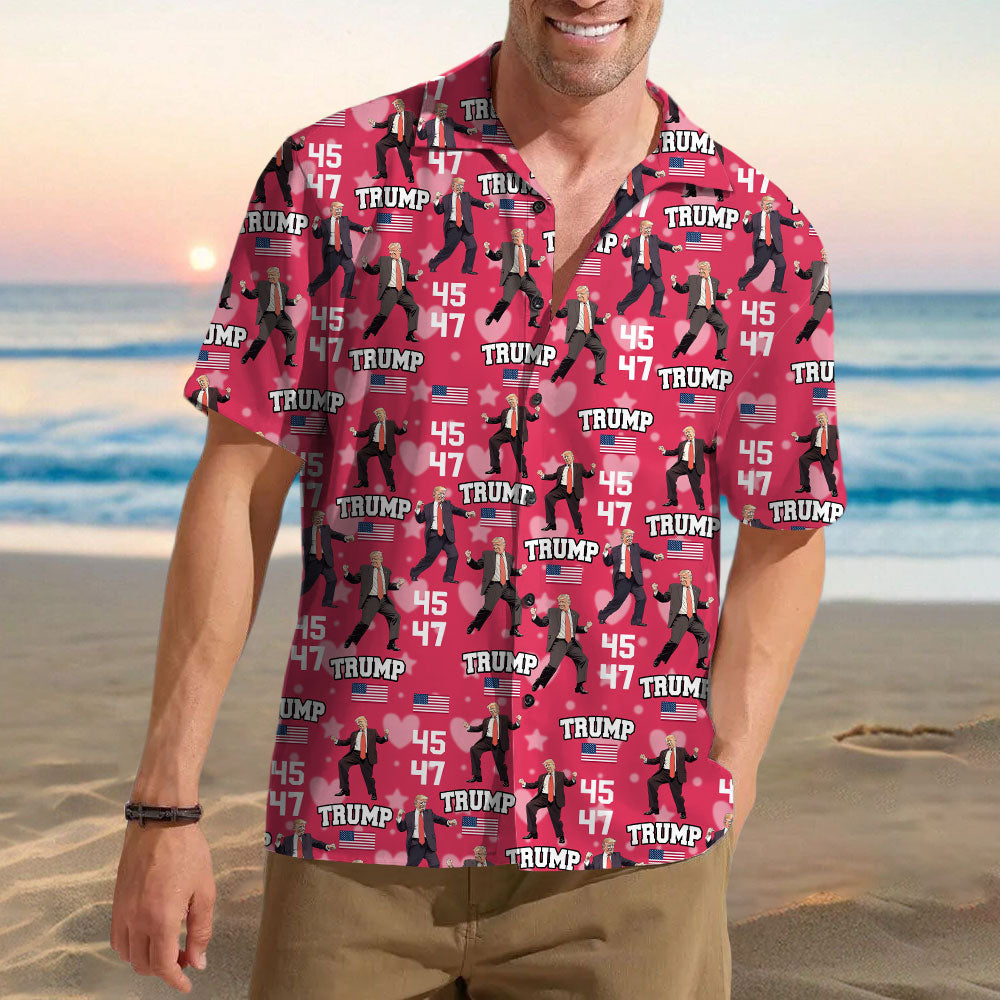 Trump 45 47 Dancing Trump Valentine's Day Gift Hawaii Shirt HA75 64254