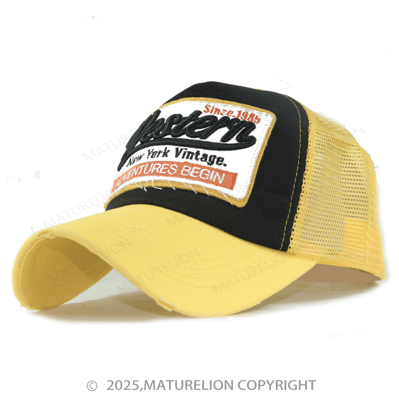 Maturelion Men's Cap 1985 Vintage Trucker Hat with Green and Gold Accents