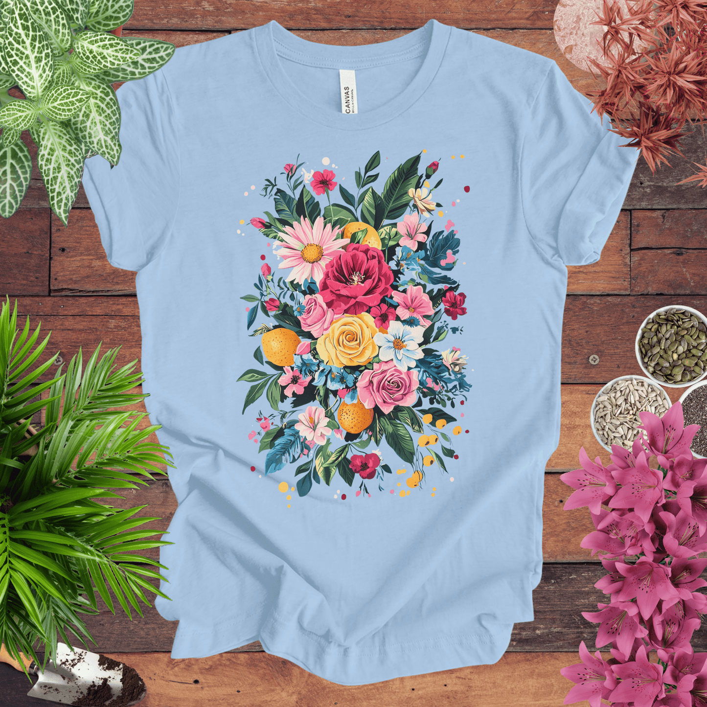 Vibrant Floral Citrus Bouquet T-Shirt