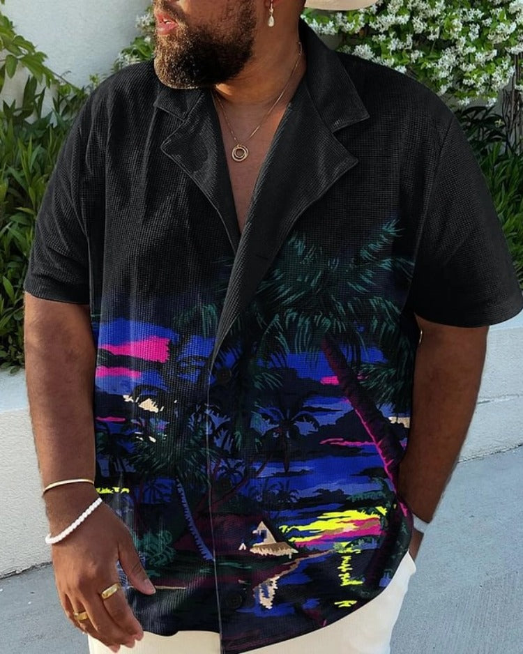 Plus Size Vintage Men's Hip-Hop Element Shirt