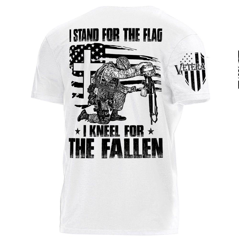 I Stand For The Flag I Kneel For The Fallen Personalized Grunge Style Shirt For Veteran H2511