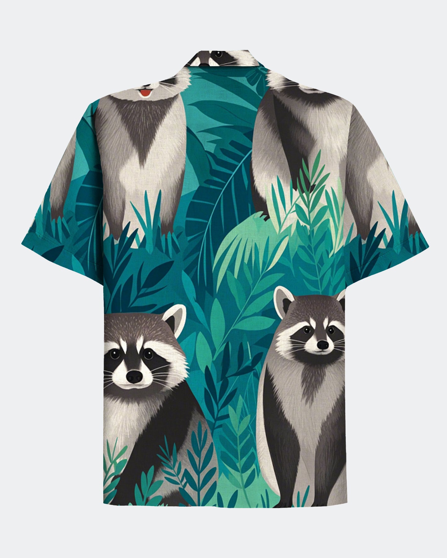 Men's Hawaii Raccoon Print Short Sleeve Shirt