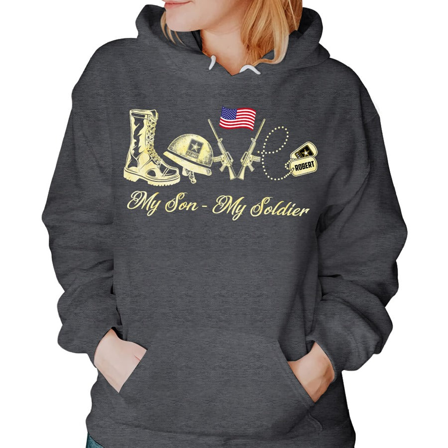 Love My Son My Soldier Custom Shirt Gift For Military Mom All Family Member Shirt H2511 Trna