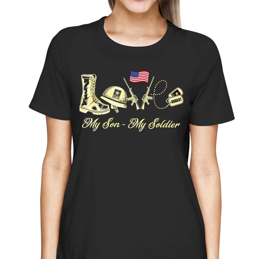 Love My Son My Soldier Custom Shirt Gift For Military Mom All Family Member Shirt H2511 Trna