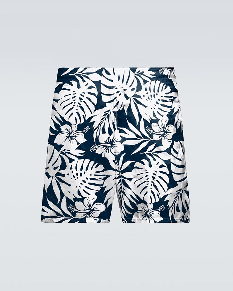 Hawaiian Holiday Big Leaf Print Beach Quick-drying Trunks Swimming Trunks Plus Size Men