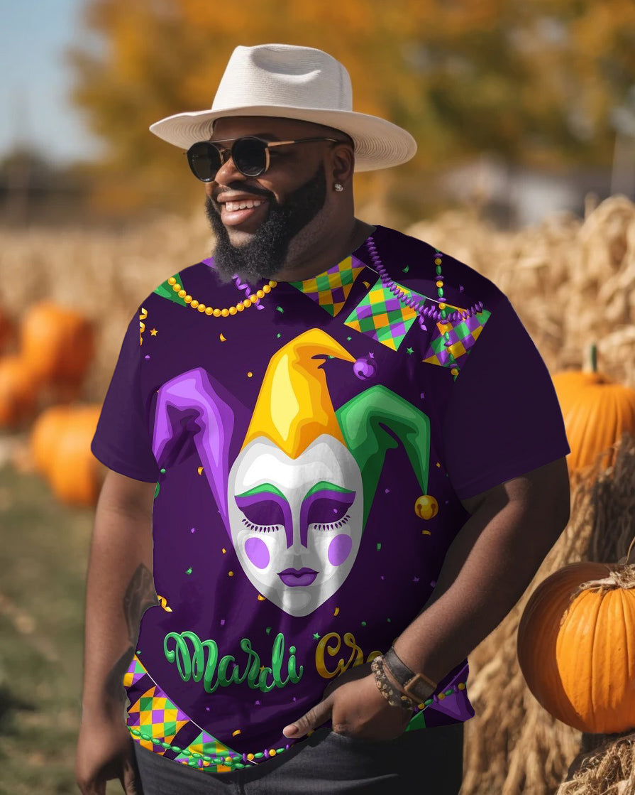 Men's Plus Size Carnival Cartoon Mask T-Shirt