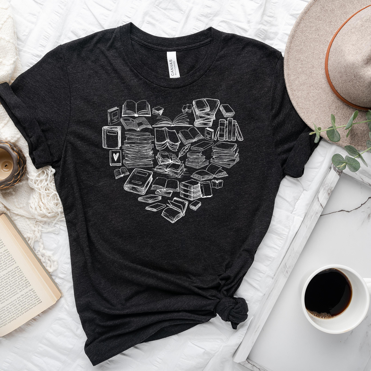 book heart unisex tee