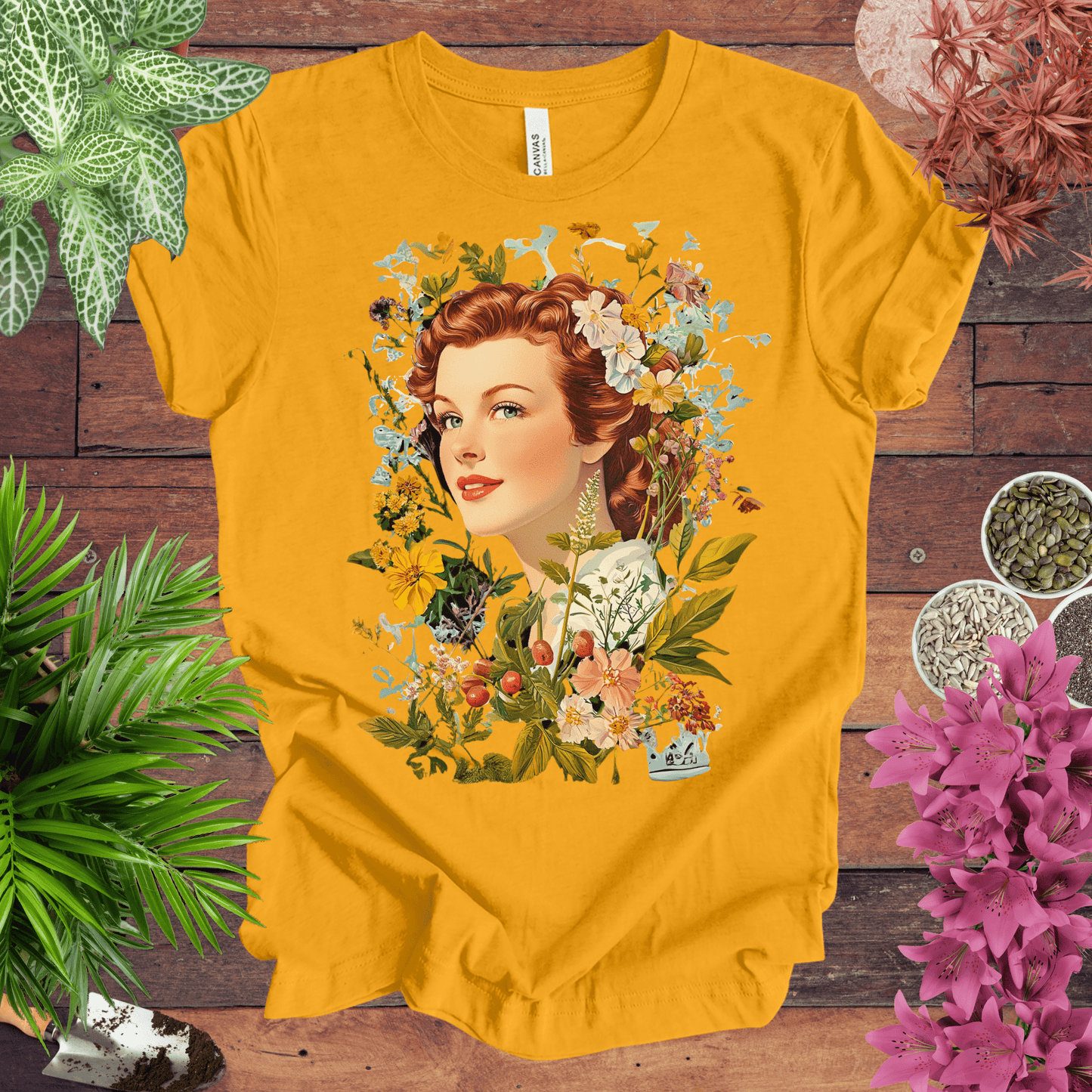 Vintage Floral Portrait T-Shirt