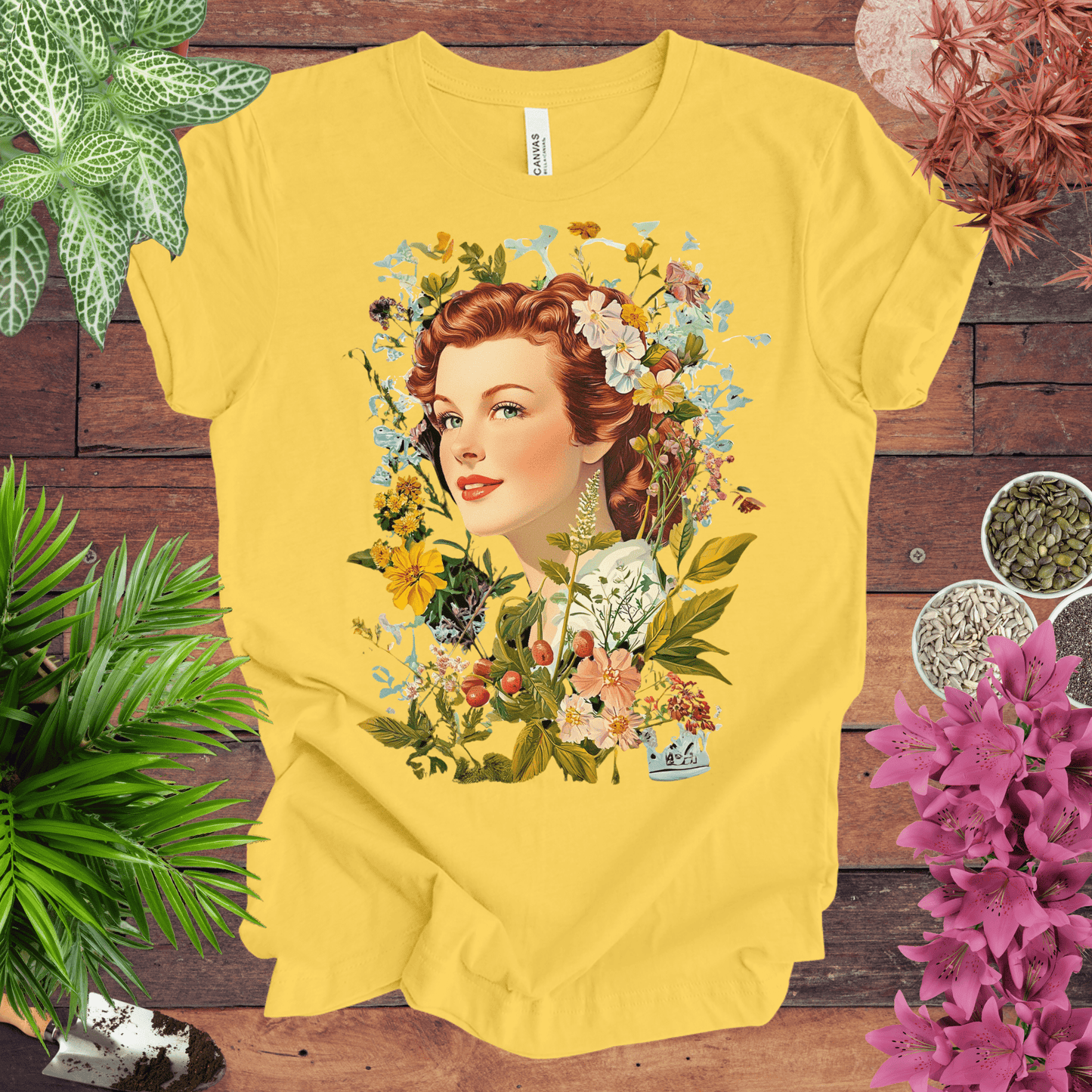 Vintage Floral Portrait T-Shirt