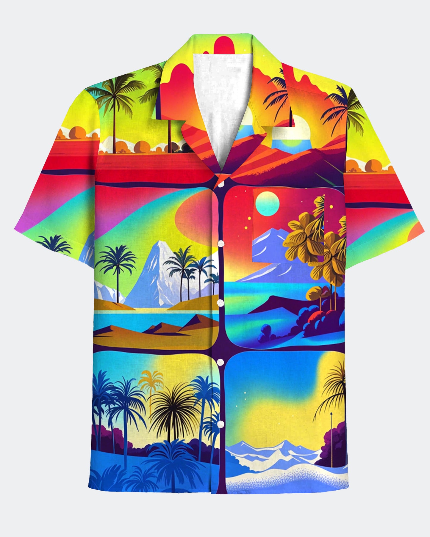 Men's Hawaii Abstract Colorful Natural Environment Print Short Sleeve Shirt