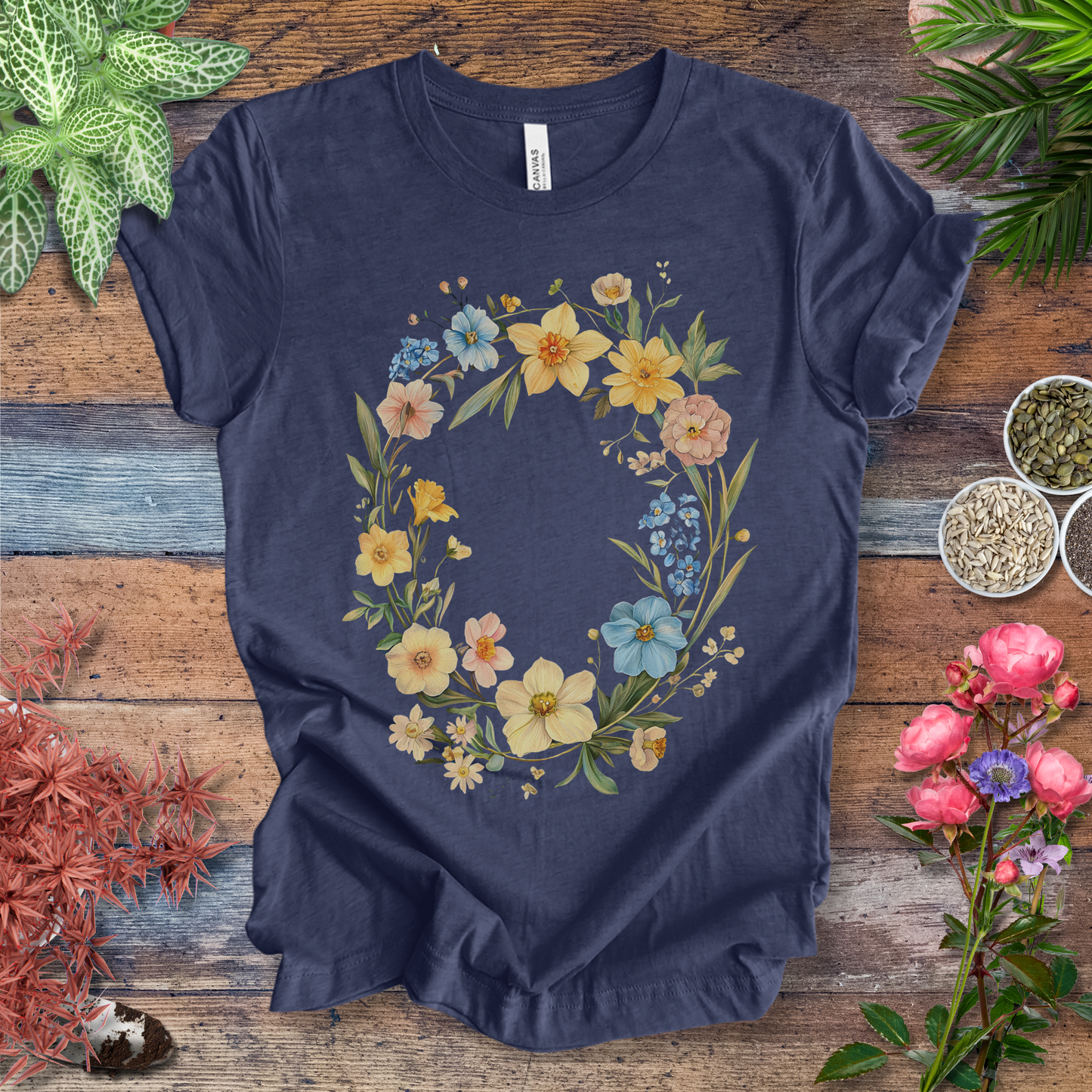 Spring Meadow Floral Wreath T-Shirt