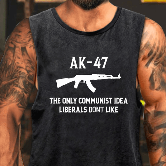 AK-47 The Only Communist Idea Liberals Don't Like Washed Tank Top