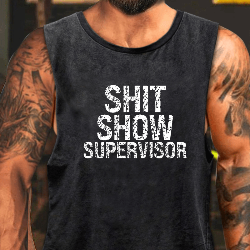 Shit Show Supervisor Washed Tank Top