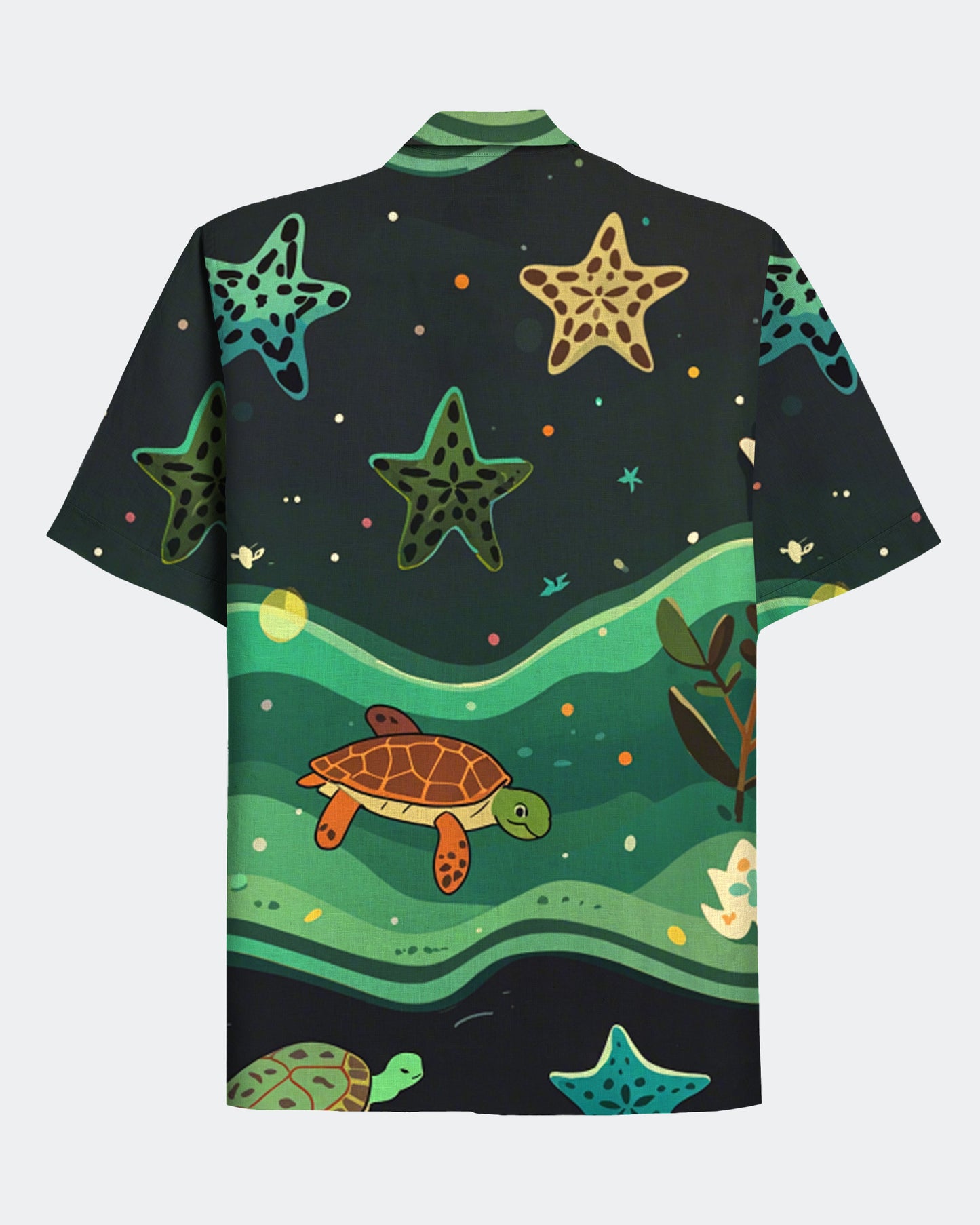 Men's Hawaii Ocean World Print Short Sleeve Shirt